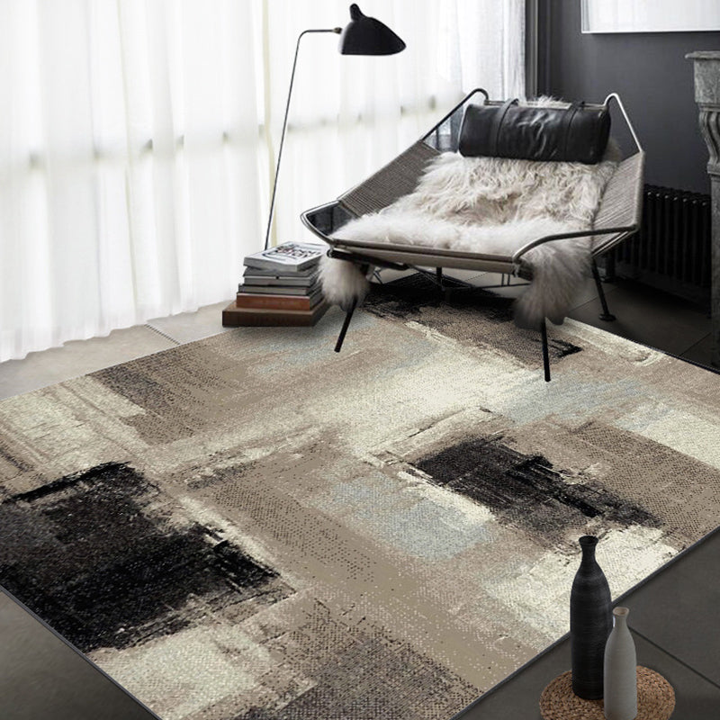Brown Study Rug Industrial Abstract Rug Polyester Machine Washable Non-Slip Backing Area Rug Brown Clearhalo 'Area Rug' 'Rug' 1897484