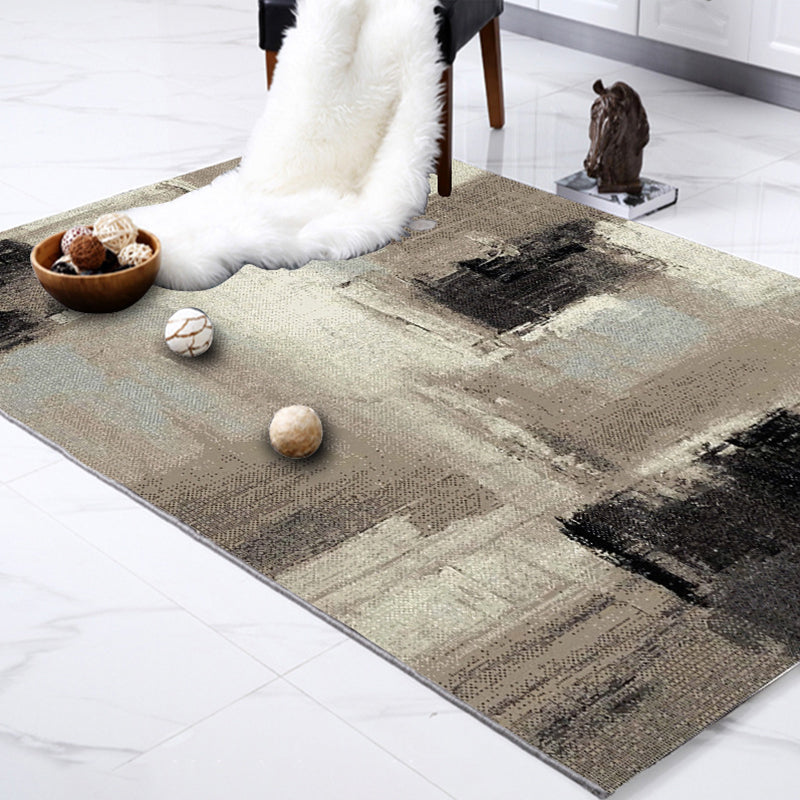 Brown Study Rug Industrial Abstract Rug Polyester Machine Washable Non-Slip Backing Area Rug Clearhalo 'Area Rug' 'Rug' 1897486