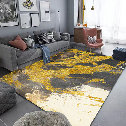 Modernism Abstract Rug Gold Polyester Carpet Anti-Slip Pet Friendly Washable Rug for Sitting Room Clearhalo 'Area Rug' 'Rug' 1897493