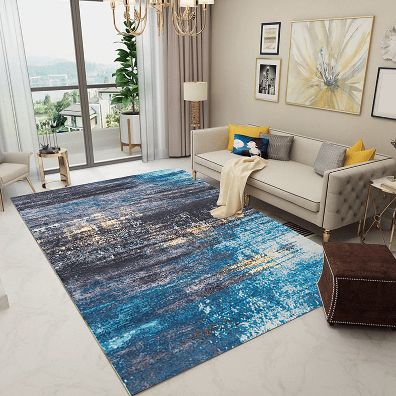 Industrial Sitting Room Rug Abstract Rug Polyester Machine Washable Non-Slip Backing Pet Friendly Area Rug Dark Blue Clearhalo 'Area Rug' 'Rug' 1897498