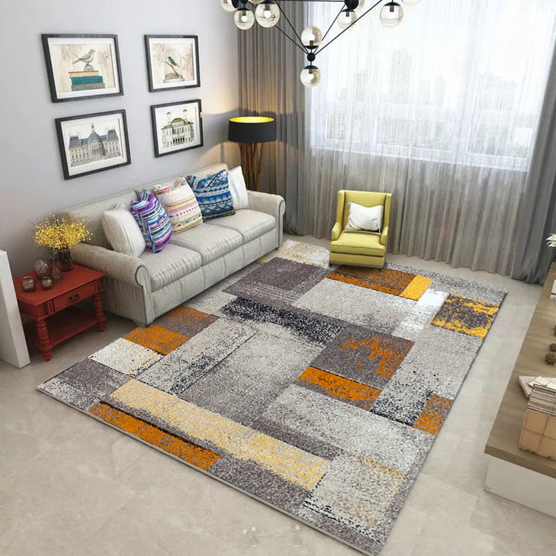 Industrial Sitting Room Rug Abstract Rug Polyester Machine Washable Non-Slip Backing Pet Friendly Area Rug Grey Clearhalo 'Area Rug' 'Rug' 1897504
