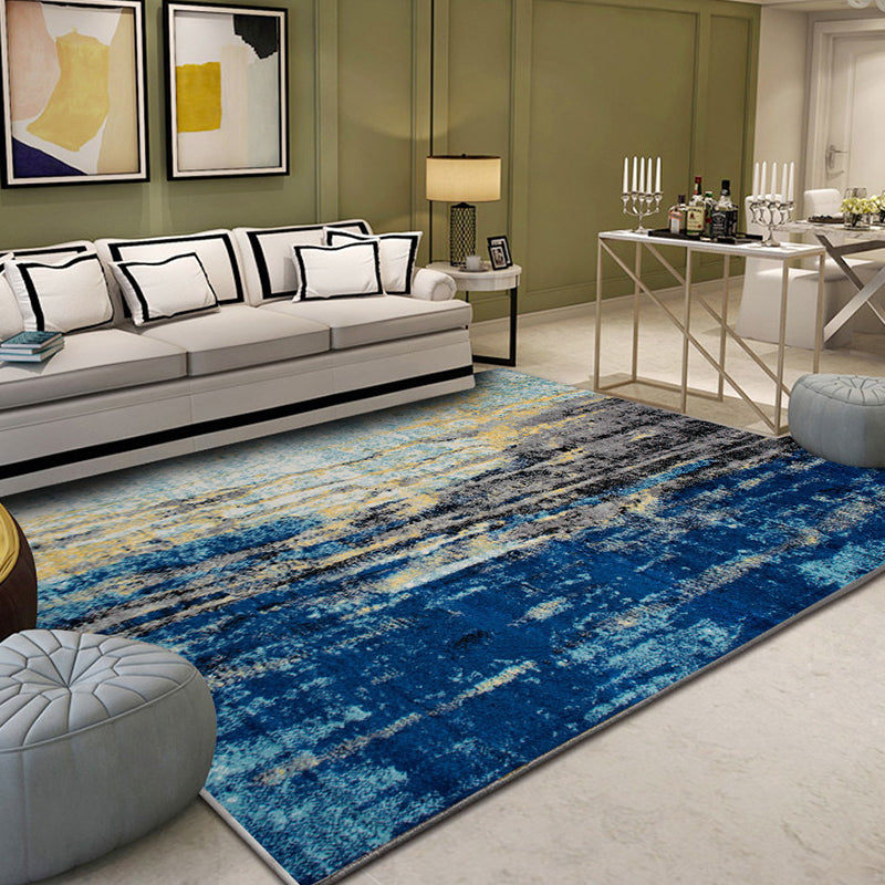 Industrial Sitting Room Rug Abstract Rug Polyester Machine Washable Non-Slip Backing Pet Friendly Area Rug Blue Clearhalo 'Area Rug' 'Rug' 1897506