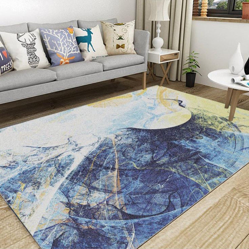 Creative Industrial Indoor Rug Polyester Abstract Carpet Non-Slip Backing Pet Friendly Area Rug for Parlour Blue Clearhalo 'Area Rug' 'Rug' 1897507