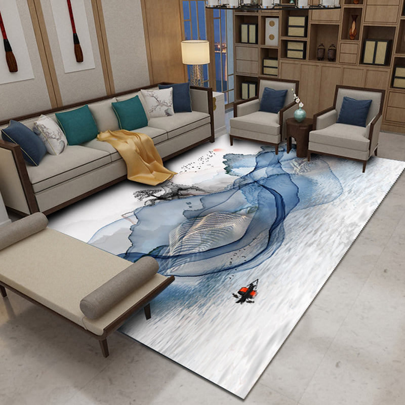 Multicolor Swirl Striped Pattern Rug Polyester Industrial Carpet Washable Anti-Slip Backing Indoor Rug for Decoration Blue Clearhalo 'Area Rug' 'Rug' 1897541