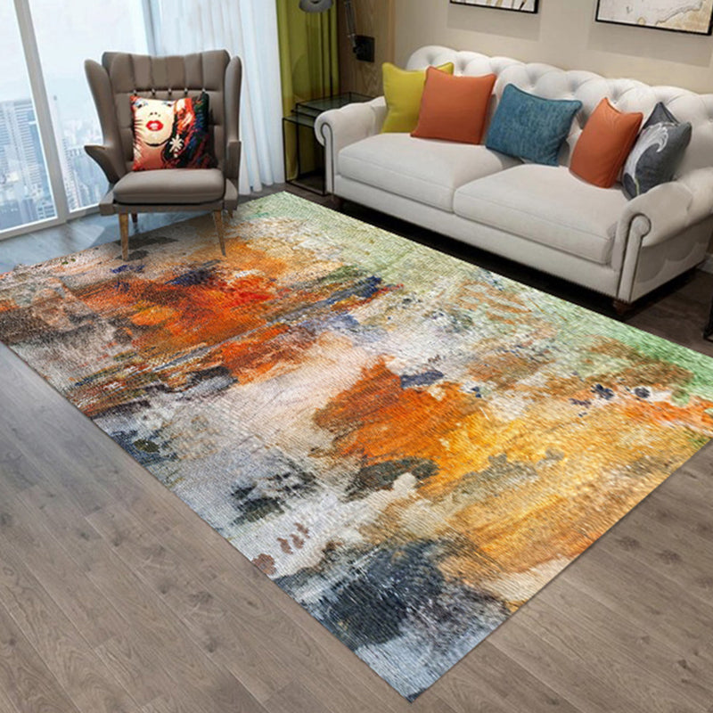 Multi-Color Sitting Room Rug Industrial Abstract Rug Polyester Machine Washable Non-Slip Backing Area Rug Yellow-Red Clearhalo 'Area Rug' 'Rug' 1897549