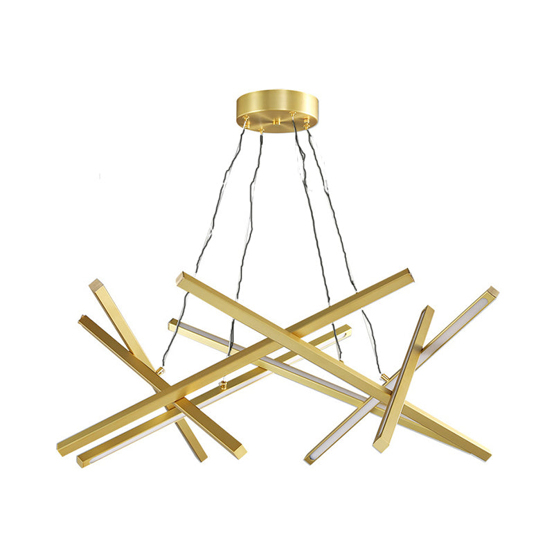 Acrylic Crossed Chandelier Pendant Modernity LED Black/Gold Hanging Ceiling Lamp, 25.5"/33.5" Wide Clearhalo 'Ceiling Lights' 'Chandeliers' 'Modern Chandeliers' 'Modern' Lighting' 1897584_505bc443-cd80-4a56-b46f-9c9f33463bb6
