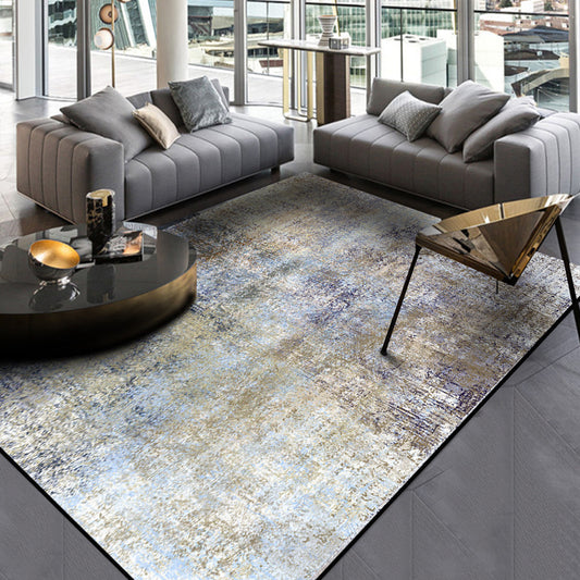 Industrial Abstract Area Rug Polyester Carpet Anti-Slip Pet Friendly Washable Rug for Sitting Room Silver Gray