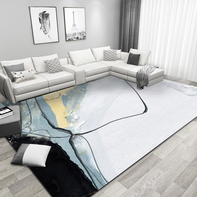 Multi Colored Parlour Rug Modern Abstract Rug Polyester Machine Washable Non-Slip Backing Area Rug White Clearhalo 'Area Rug' 'Rug' 1897661