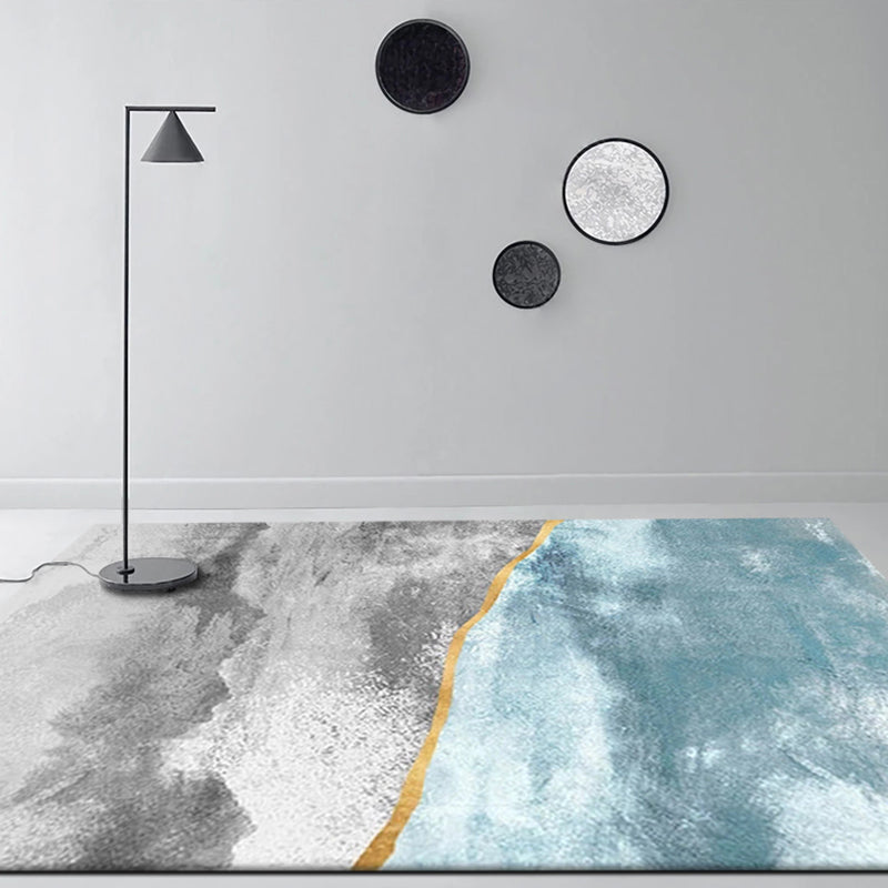 Creative Industrial Rug Polyester Watercolor Pattern Carpet Pet Friendly Area Rug for Bedroom Sky Blue Clearhalo 'Area Rug' 'Rug' 1897690