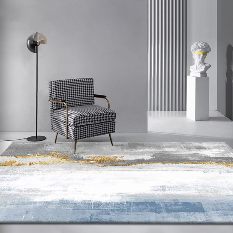 Creative Industrial Rug Polyester Watercolor Pattern Carpet Pet Friendly Area Rug for Bedroom Light Blue Clearhalo 'Area Rug' 'Rug' 1897691