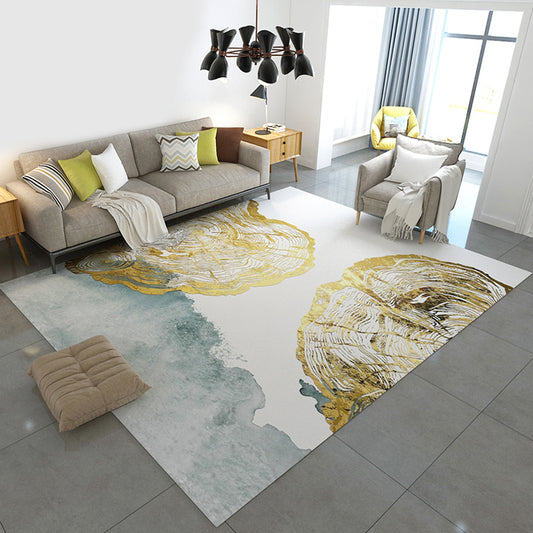 Multi-Color Swirl Striped Rug Polyester Industrial Rug Anti-Slip Backing Area Carpet for Bedroom Light Blue