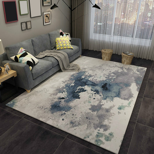 Blue and Grey Parlour Rug Modern Abstract Indoor Rug Polyester Machine Washable Non-Slip Backing Area Carpet Blue