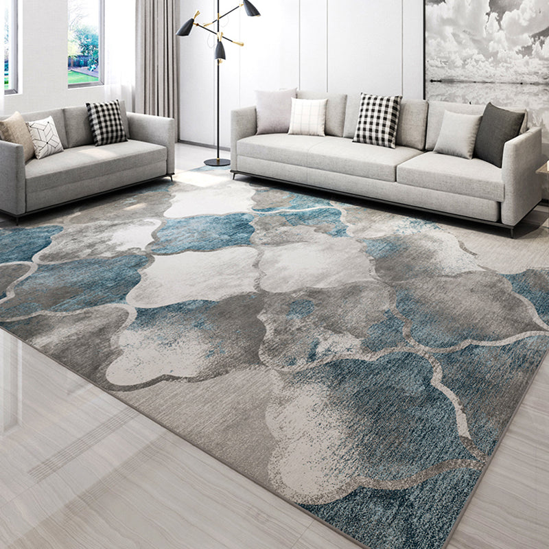 Industrial Abstractive Indoor Rug Multi Colored Polyester Area Carpet Anti-Slip Pet Friendly Washable Rug for Parlour Blue Clearhalo 'Area Rug' 'Rug' 1897718