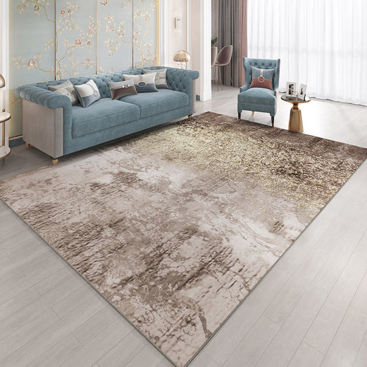 Funky Abstract Rug Multicolor Industrial Rug Polyester Machine Washable Non-Slip Pet Friendly Carpet for Parlor Brown
