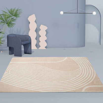 Nordic Indoor Rug Light Brown Swirl Striped Pattern Area Rug Polyester Non-Slip Pet Friendly Rug Light Brown 3'7" x 5'3" Clearhalo 'Area Rug' 'Rug' 1897738