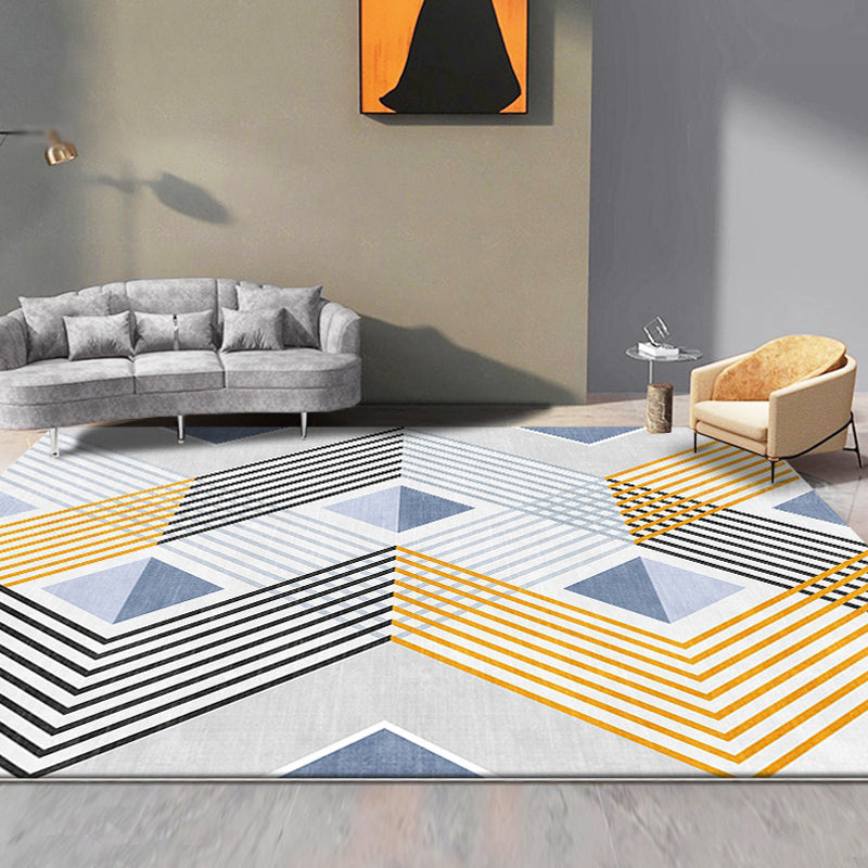 Yellow Living Room Area Rug Modernism Striped Pattern Rug Polyester Machine Non-Slip Backing Indoor Rug Clearhalo 'Area Rug' 'Modern' 'Rugs' Rug' 1897763
