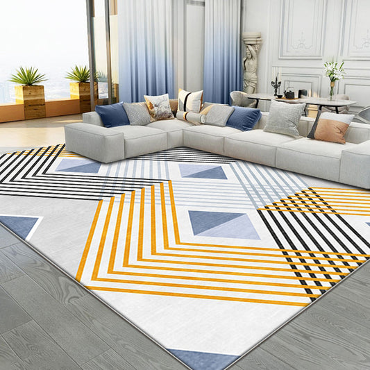 Yellow Living Room Area Rug Modernism Striped Pattern Rug Polyester Machine Non-Slip Backing Indoor Rug Clearhalo 'Area Rug' 'Modern' 'Rugs' Rug' 1897764