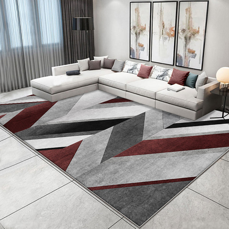 Casual Grey Novelty Rug Polyester Striped Pattern Carpet Washable Non-Slip Backing Pet Friendly Rug for Living Room Grey Clearhalo 'Area Rug' 'Modern' 'Rugs' Rug' 1897832