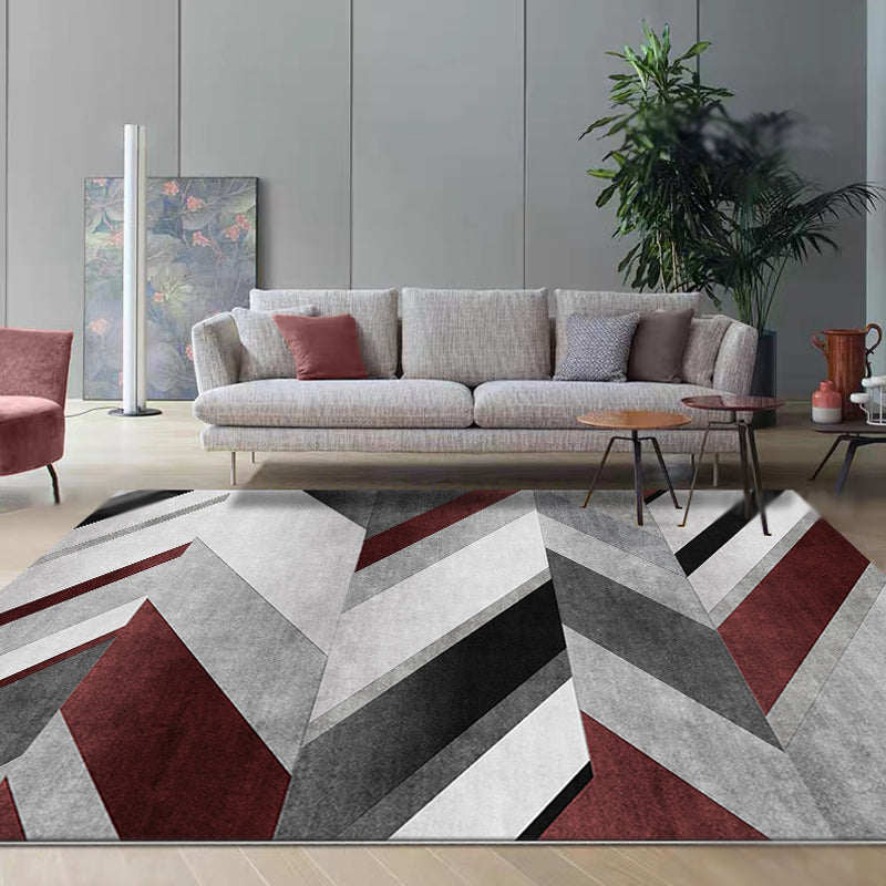 Casual Grey Novelty Rug Polyester Striped Pattern Carpet Washable Non-Slip Backing Pet Friendly Rug for Living Room Clearhalo 'Area Rug' 'Modern' 'Rugs' Rug' 1897833