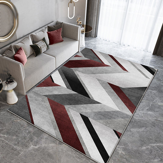Casual Grey Novelty Rug Polyester Striped Pattern Carpet Washable Non-Slip Backing Pet Friendly Rug for Living Room Clearhalo 'Area Rug' 'Modern' 'Rugs' Rug' 1897834