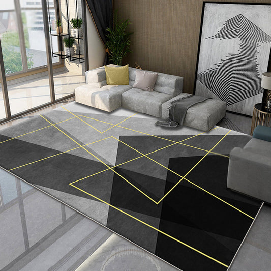 Aesthetic Geometric Pattern Rug Black Modern Rug Polyester Washable Non-Slip Pet Friendly Area Carpet for Parlour Clearhalo 'Area Rug' 'Modern' 'Rugs' Rug' 1897841