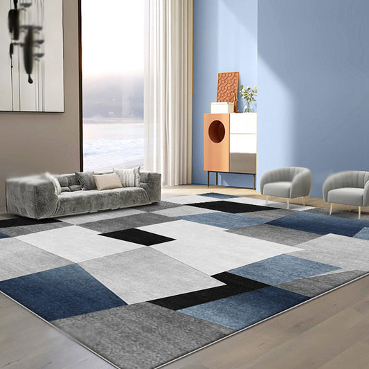 Grey and Blue Novelty Rug Polyester Checked Pattern Rug Pet Friendly Washable Non-Slip Area Rug for Living Room Grey Clearhalo 'Area Rug' 'Modern' 'Rugs' Rug' 1897846
