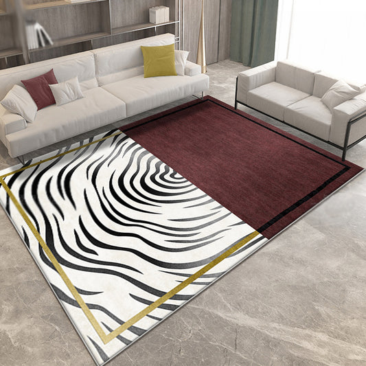 Red Swirl Striped Pattern Rug Polyester Modernist Rug Washable Anti-Slip Backing Rug for Living Room Red Clearhalo 'Area Rug' 'Modern' 'Rugs' Rug' 1897853