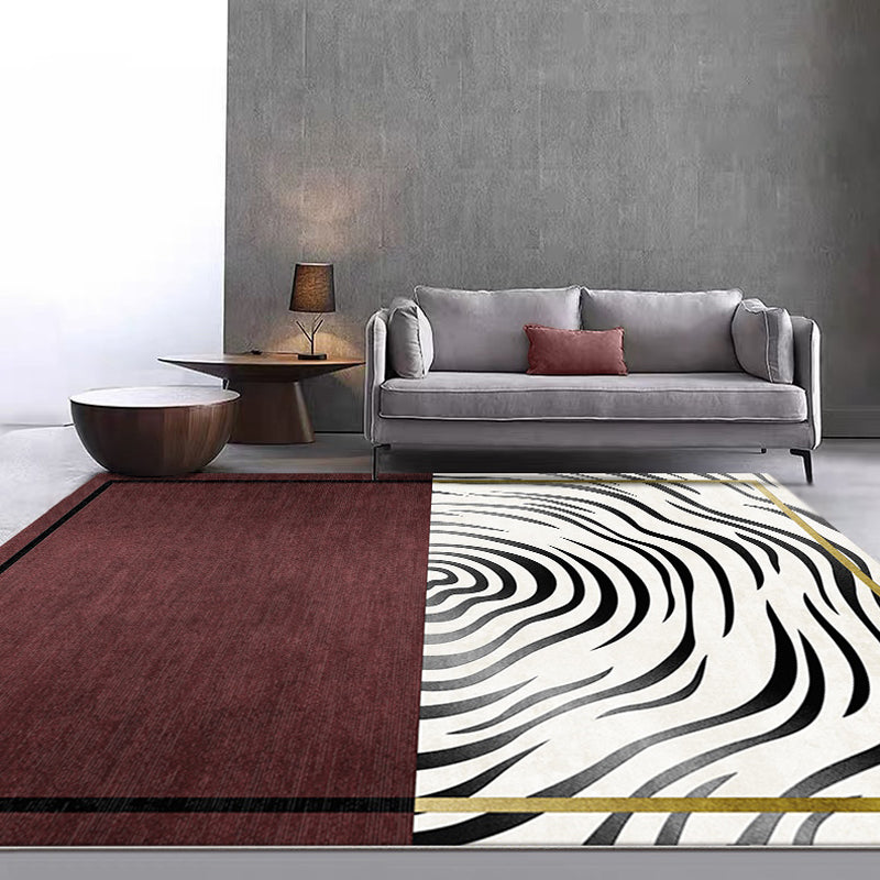 Red Swirl Striped Pattern Rug Polyester Modernist Rug Washable Anti-Slip Backing Rug for Living Room Clearhalo 'Area Rug' 'Modern' 'Rugs' Rug' 1897854