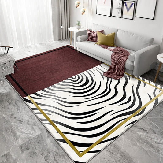 Red Swirl Striped Pattern Rug Polyester Modernist Rug Washable Anti-Slip Backing Rug for Living Room Clearhalo 'Area Rug' 'Modern' 'Rugs' Rug' 1897855