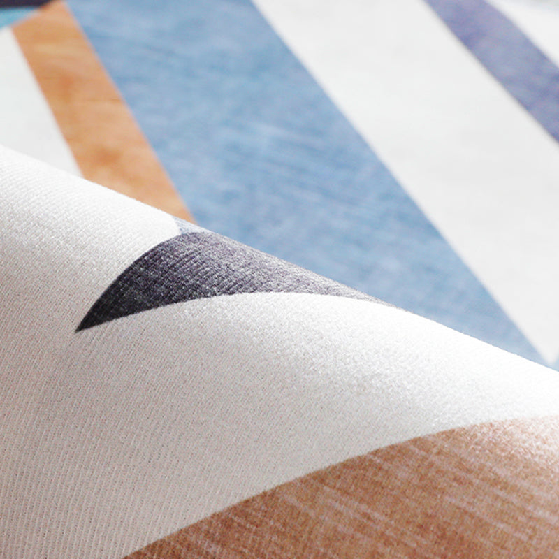 Novelty Striped Pattern Rug Blue and Yellow Polyester Carpet Washable Non-Slip Backing Pet Friendly Rug for Bedroom Clearhalo 'Area Rug' 'Modern' 'Rugs' Rug' 1897866