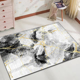 Unique Abstract Rug Black Industrial Rug Polyester Machine Washable Non-Slip Pet Friendly Carpet for Living Room