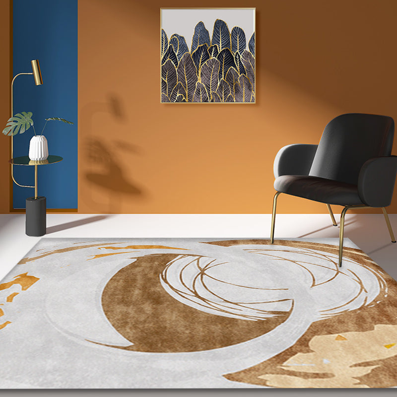 Brown Circle Pattern Rug Polyester Industrial Rug Washable Anti-Slip Backing Pet Friendly Area Carpet for Parlour Clearhalo 'Area Rug' 'Rug' 1897884