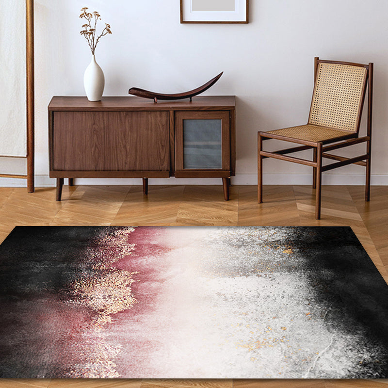 Modern Living Room Rug Black and Pink Abstract Rug Polyester Machine Washable Non-Slip Backing Pet Friendly Area Rug Pink Clearhalo 'Area Rug' 'Rug' 1897901