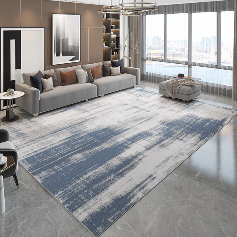 Grey and Brown Abstract Rug Polyester Industrial Rug Washable Anti-Slip Backing Pet Friendly Indoor Carpet for Bedroom Blue Clearhalo 'Area Rug' 'Rug' 1897933
