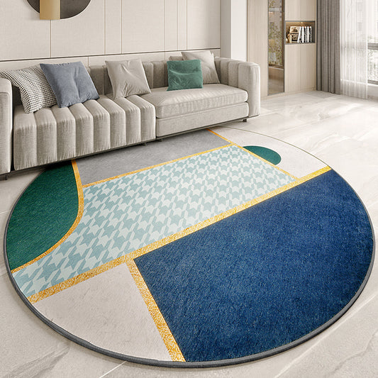 Stylish Novelty Area Rug Dark Color Abstract Carpet Anti-Slip Rug for Home Decoration Blue