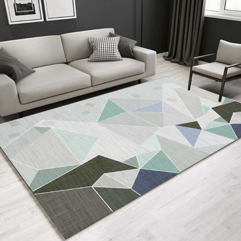 Lovely Multi Color Triangle Rug Synthetics Modern Area Carpet Machine Washable Rug for Living Room Green Clearhalo 'Area Rug' 'Modern' 'Rugs' Rug' 1898013