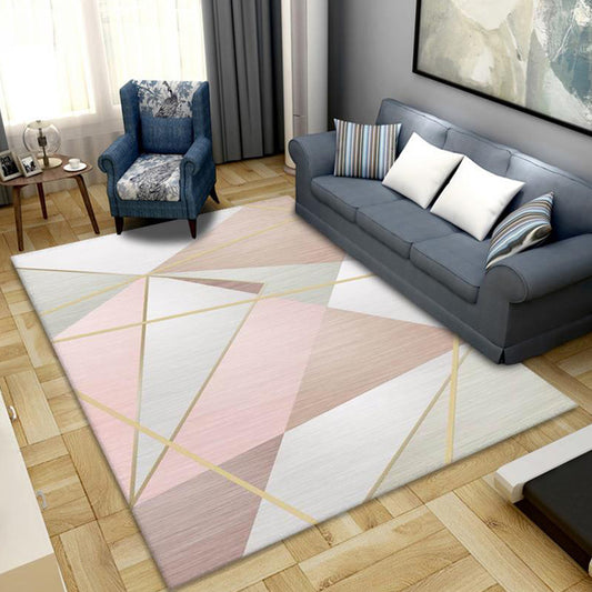 Morandi Color Triangle Indoor Rug Polypropylene Modernist Carpet Easy Care Rug for Home Decoration Pink Clearhalo 'Area Rug' 'Modern' 'Rugs' Rug' 1898028