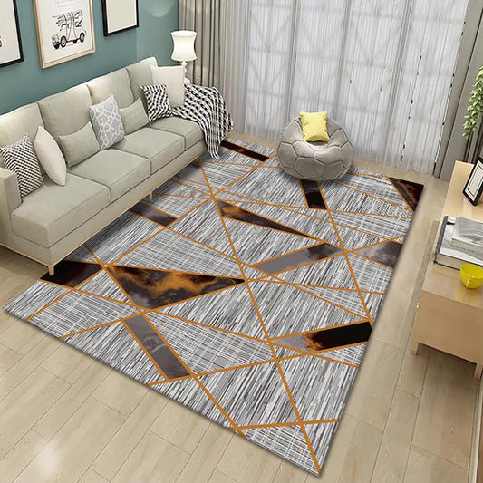 Trendy Pastel Geometric Shaped Rug Synthetics Modern Indoor Rug Non-Slip Backing Area Carpet for Bedroom Grey Clearhalo 'Area Rug' 'Modern' 'Rugs' Rug' 1898029