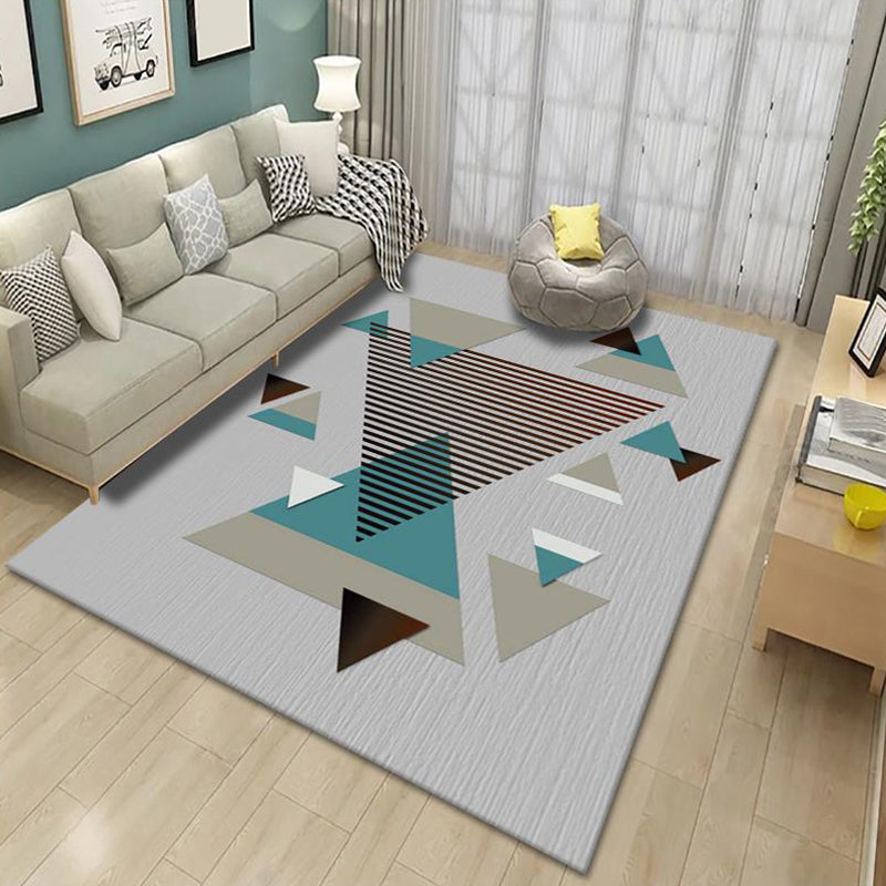 Trendy Pastel Geometric Shaped Rug Synthetics Modern Indoor Rug Non-Slip Backing Area Carpet for Bedroom Lake Green Clearhalo 'Area Rug' 'Modern' 'Rugs' Rug' 1898035