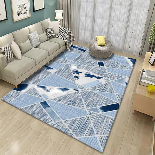 Trendy Pastel Geometric Shaped Rug Synthetics Modern Indoor Rug Non-Slip Backing Area Carpet for Bedroom Blue Clearhalo 'Area Rug' 'Modern' 'Rugs' Rug' 1898037