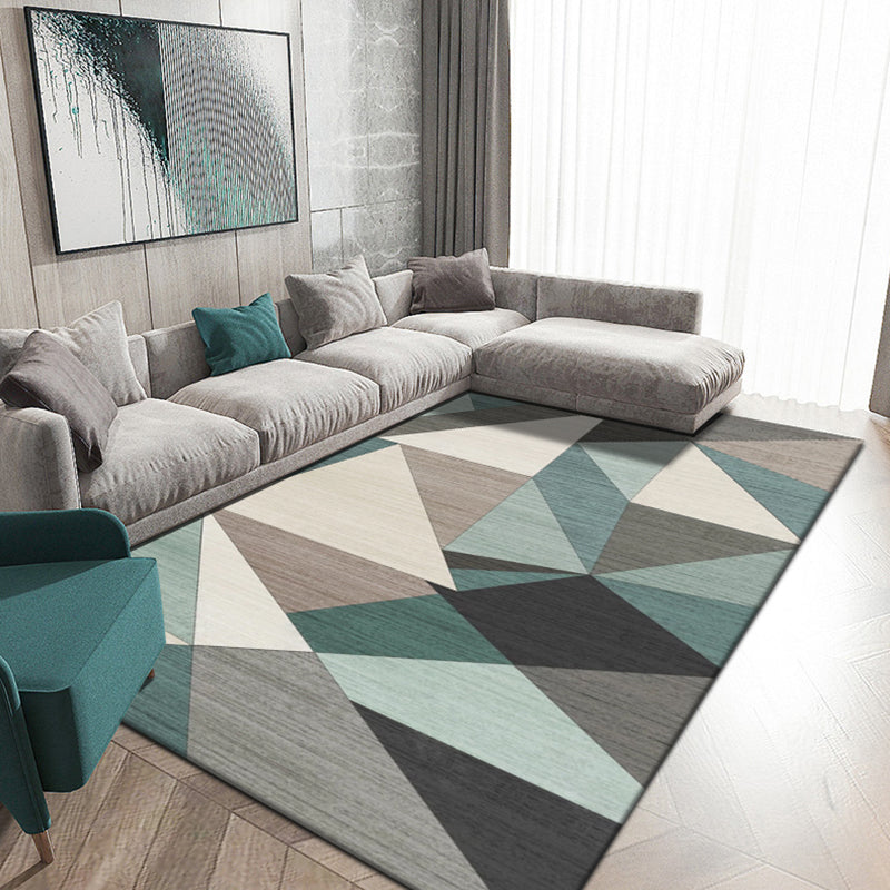 Multi Colored Living Room Rug Contemporary Geometric Patterned Rug Synthetics Non-Slip Area Carpet Green Clearhalo 'Area Rug' 'Modern' 'Rugs' Rug' 1898049