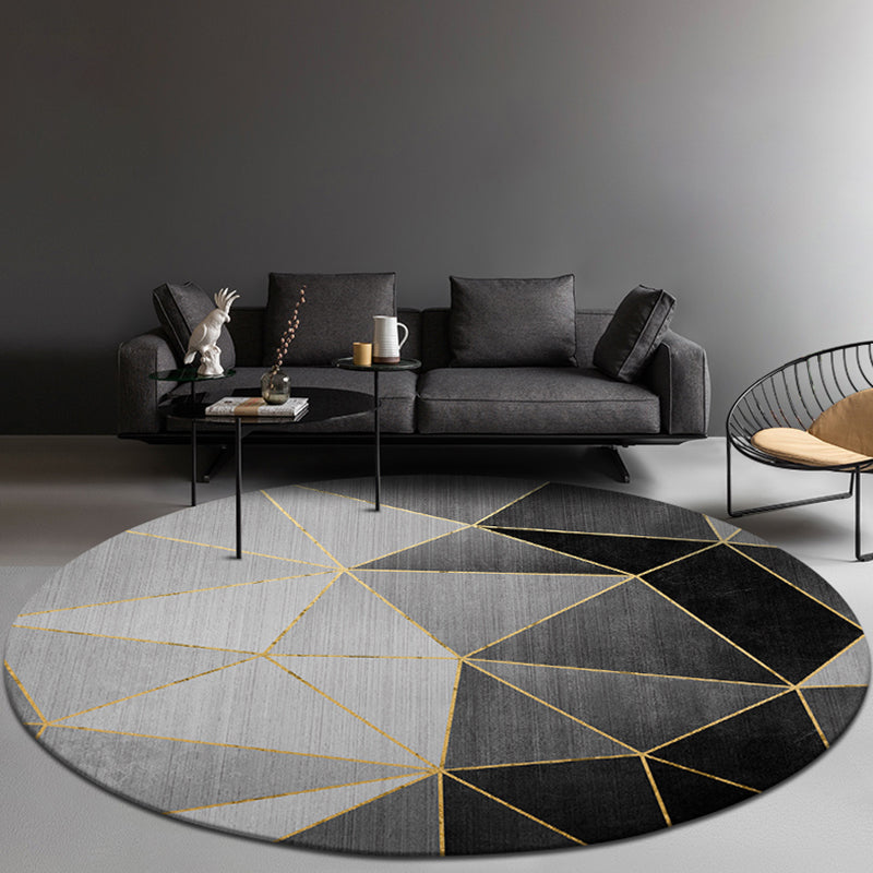 Concise Geometric Patterned Rug Soft Color Modern Area Rug Synthetics Non-Slip Carpet for Living Room Black Clearhalo 'Area Rug' 'Modern' 'Rugs' Rug' 1898057