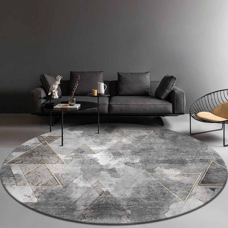 Concise Geometric Patterned Rug Soft Color Modern Area Rug Synthetics Non-Slip Carpet for Living Room Smoke Gray Clearhalo 'Area Rug' 'Modern' 'Rugs' Rug' 1898063