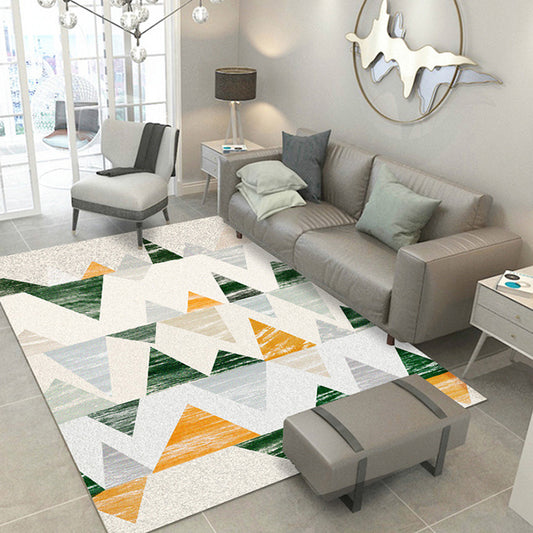Contemporary House Interior Rug Pastel Triangles Patterned Carpet Polyester Machine Washable Rug Green Clearhalo 'Area Rug' 'Modern' 'Rugs' Rug' 1898090