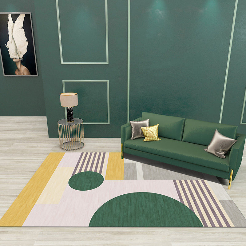 Morandi Color Minimalist Area Rug Polyester Geometric Rug Machine Washable Carpet for Bedroom Green Clearhalo 'Area Rug' 'Modern' 'Rugs' Rug' 1898099