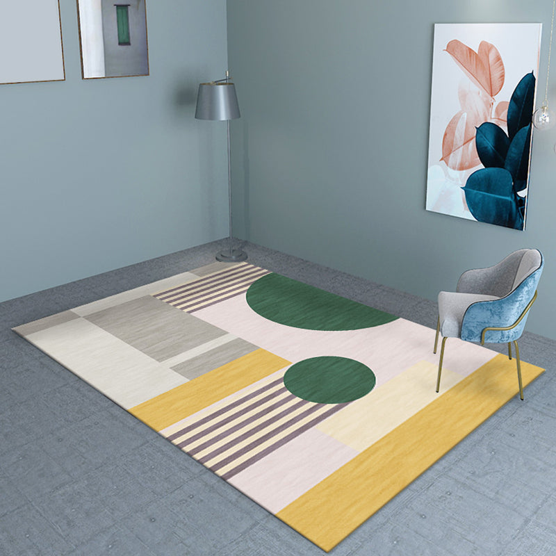 Morandi Color Minimalist Area Rug Polyester Geometric Rug Machine Washable Carpet for Bedroom Clearhalo 'Area Rug' 'Modern' 'Rugs' Rug' 1898100