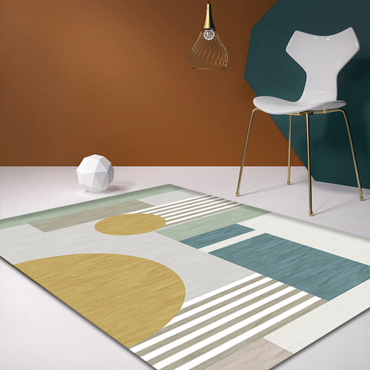 Morandi Color Minimalist Area Rug Polyester Geometric Rug Machine Washable Carpet for Bedroom Yellow Clearhalo 'Area Rug' 'Modern' 'Rugs' Rug' 1898107
