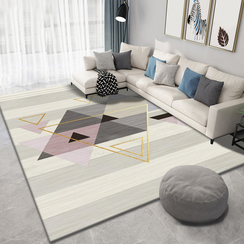 Aesthetics Morandi Color Geometric Rug Polypropylene Modernist Carpet Washable Anti-Slip Rug for Home Pink Clearhalo 'Area Rug' 'Modern' 'Rugs' Rug' 1898137