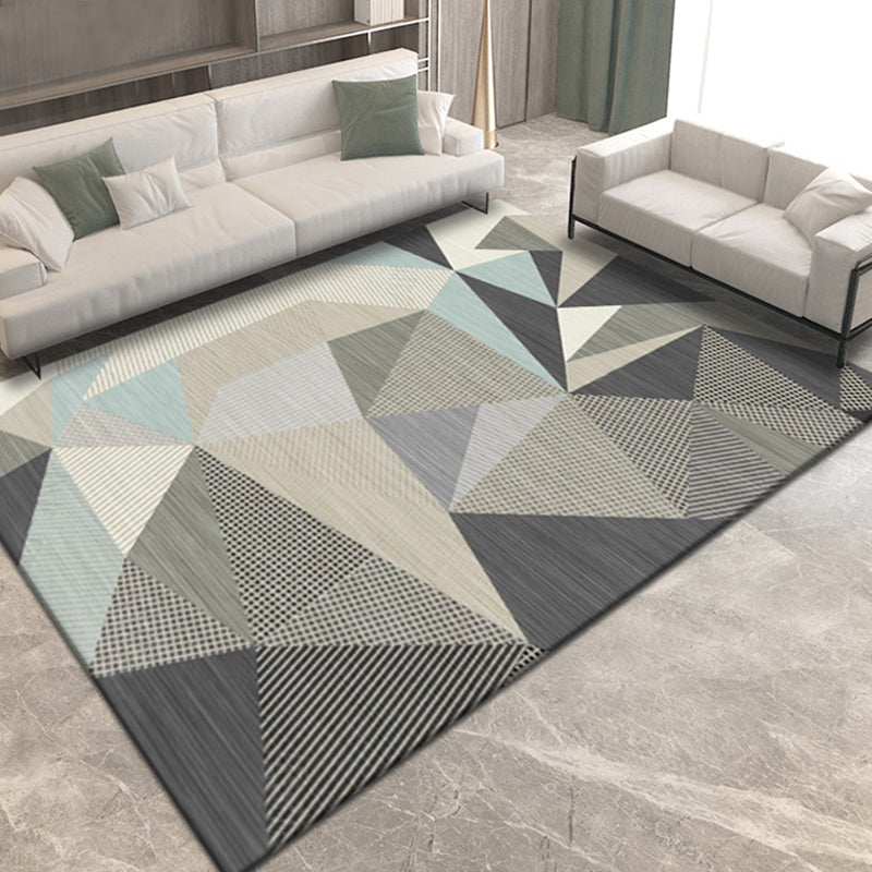 Aesthetics Morandi Color Geometric Rug Polypropylene Modernist Carpet Washable Anti-Slip Rug for Home Dark Gray Clearhalo 'Area Rug' 'Modern' 'Rugs' Rug' 1898138