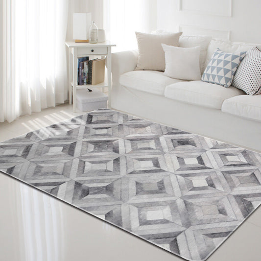 Dark Geometric Pattern Rug Synthetics Creative Carpet Anti-Slip Area Rug for Home Decoration Grey